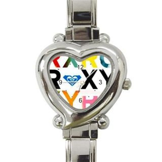 New Roxy Surfing Heart Charm Italian Bracelet Watch