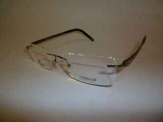   Italian Eyewear Rimless Titanium Gun Metal Eyeglass Frames Large