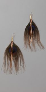 serefina Chain Feather Peacock Earrings
