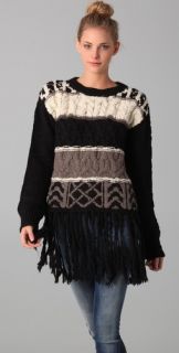 ADAM Intarsia Sweater with Fringe