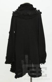 Ivan Grundahl Black Knit Ruched Trim Cardigan Size M