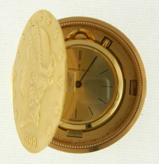 Bernard Golay 18K Gold Keyless Purse Watch Set in An 1899 American $20