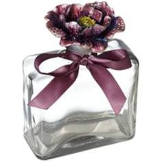 plum purple flower square clear glass bottle