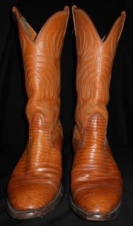 Lizzard Skin Cowboy Boots Nocona Peanut Brittle Color Nice Mens 9 D
