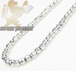 14k White Gold Italian Bead Ball Chain Necklace Ladies