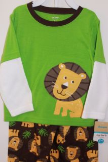 Carters Lion Thermal Pajamas 2 Piece Set Pants Shirt 24 2T 3T 4T 5T