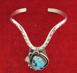 Womens Navajo Silver Turquoise Bracelet by J Lee