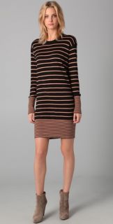 DKNY Striped Crew Neck Sweater Dress