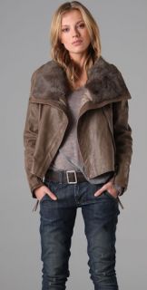 state & lake Fur Collar Leather Jacket