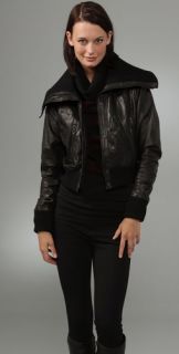 Vince Leather Jacket with Sweater Trim