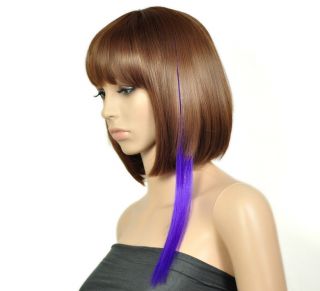 5pcs Synthetic Hairpiece Purple Long Straight Clip in Hair Extension