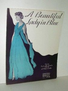Beautiful Lady in Blue Sheet Music Nice Cover Art 1935