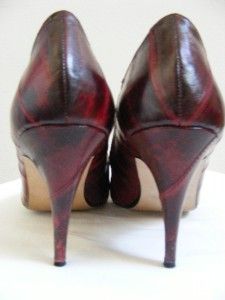 Renee Vtg Eel Skin Leather Deep Burgandy Red 7N Spike Heels 70s 80s