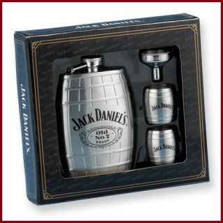 Jack Daniels Barrel Flask Shot Glasses Funnel Gift Set