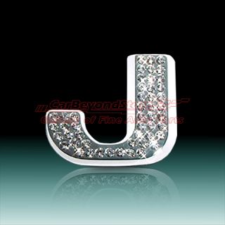 Crystal Letter J Chrome 3D Car Emblem, , High Quality