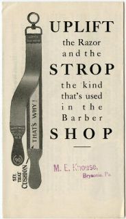 C1900s Fold out Brochure advertising Barbers Cushion Razor Strop