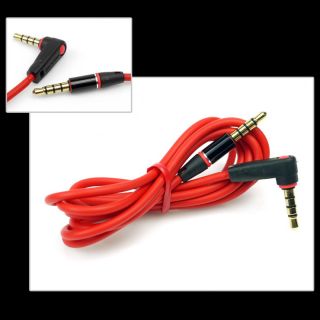 3ft 3 5mm M M Jack Aux Right Angel Stereo Cable Red for Beats Dr Dre