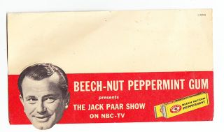  Beech Nut Peppermint Gum Jack Paar Color Card 1950s Unused