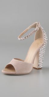 Giuseppe Zanotti Suede Ankle Strap Sandals with Crystals
