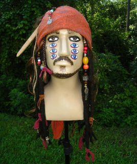 Jack Sparrow Pirate Wig with Bandana Beads Dreadlocks