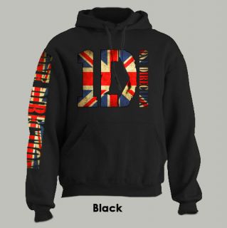 One Direction Union Jack Hoodie 1D Niall Zayn Liam D Black Extra Large