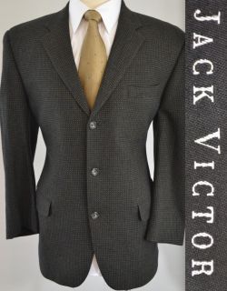 Jack Victor Mens Navy Blue 3 Button Wool & Cashmere Sport Coat Blazer