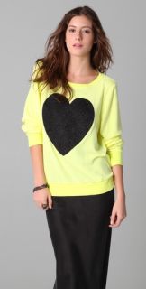 Wildfox Black Sparkle Heart Baggy Beach Sweatshirt