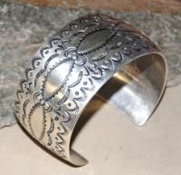 Navajo Native American Sterling Silver Stamped Bracelet