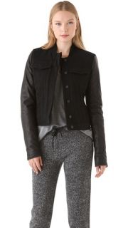 T by Alexander Wang Jean Jacket with Leather Sleeves