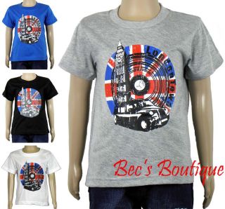 Boys Toddlers T Shirt London Town Union Jack Flag Top Kids Clothing 3