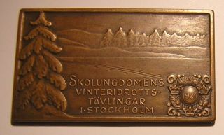 1921 Sweden RARE 50mm BR Plaque Winter Sports