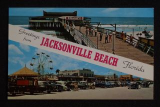  Pier Oecan Amusement Rides Stores Signs Cars Jacksonville Beach FL PC