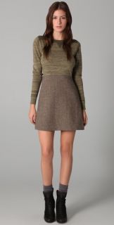 Charlotte Ronson Tweed Combo Sweater Dress
