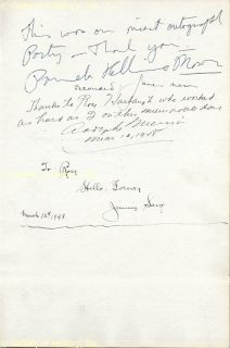 James A Farley Signature s 03 22 1948 Co Signed