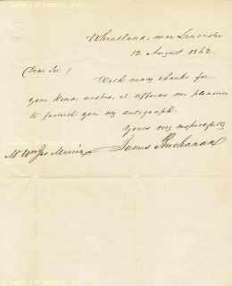 James Buchanan Autograph Letter Signed 08 12 1862