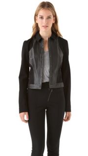 T by Alexander Wang Ponte & Leather Combo Cropped Jacket