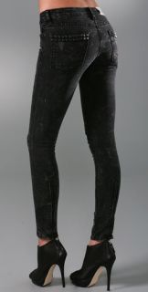 Blank Denim Skinny Jeans with Studs & Zippers