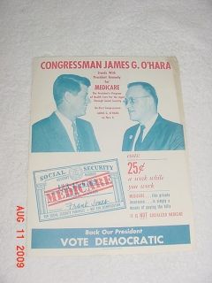 John F Kennedy Medicare James OHara Flyer JFK History Vintage RARE