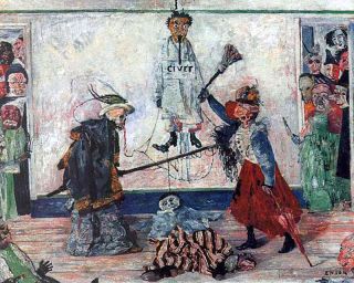 James Ensor Fighting for A Hunged Man Printed Canvas