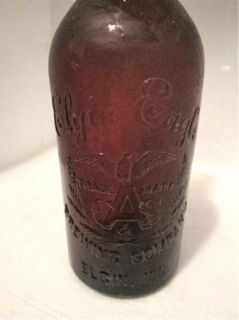 1890s Elgin Illinois Amber Blob Top Elgin Eagle Beer Bottle w