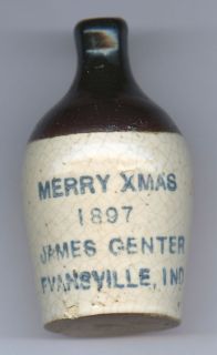  Evansville IN Indiana miniature Christmas advertising jug James Genter