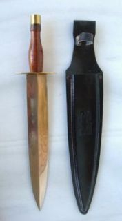 Vintage Brass Wood Handle Long Dagger Short Sword Knife 12 5 8 Blade