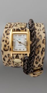 La Mer Collections Leopard Motor Chain Wrap Watch
