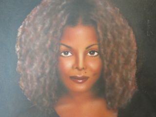 Janet Jackson Airbrushed Oil on Canvas 24x36 Leonard Leon Jones