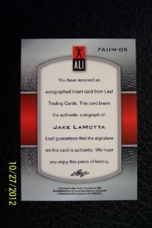  MUHAMMAD FANS OF ALI METAL JAKE LAMOTTA HARD SIGNED ON CARD AUTO MINT