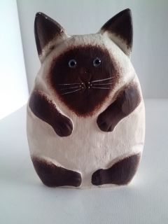 James Haddon Handcrafted Collectable Siamese Cat Figurine Carved Wood