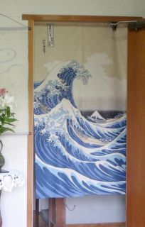 Japanese Door Curtain Noren Ukiyoe Great Wave MT Fuji