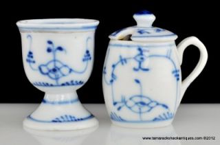  Royal Copenhagen Pattern Egg Cup & Jam Jar Blue Fluted Plain Design