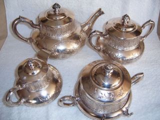 James w Tufts of Boston Silver Tea Set Victorian American Era 4 Pcs