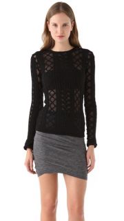 T by Alexander Wang Cable Mesh Top with Velvet Trim